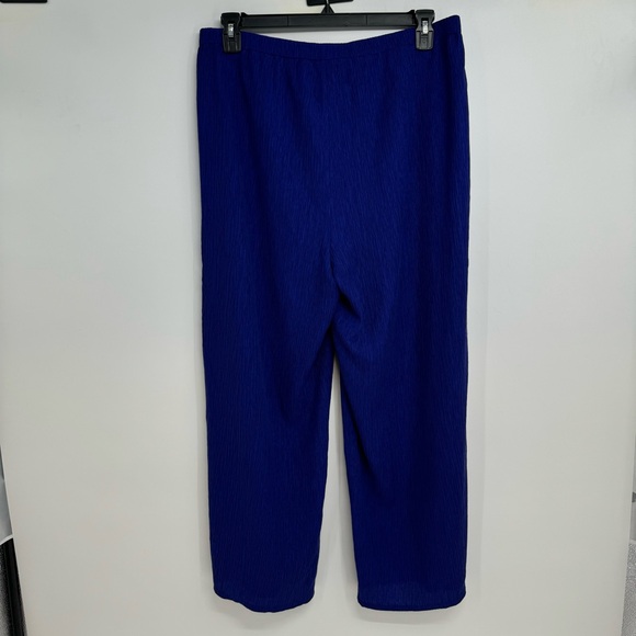 New Eileen Fisher Woven Plisse Wide Leg Ankle Pant Size L Blue $188 - Picture 4 of 15